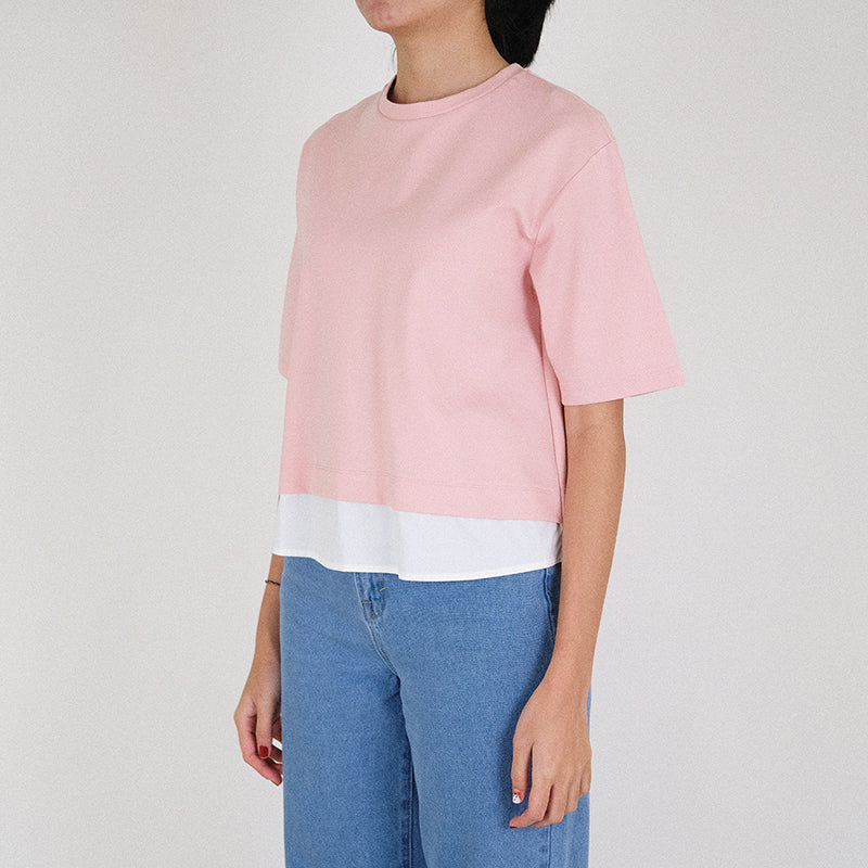 Women Contrast Top - Soft Pink - SW2302028A