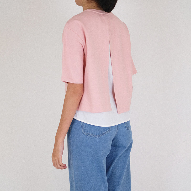 Women Contrast Top - Soft Pink - SW2302028A