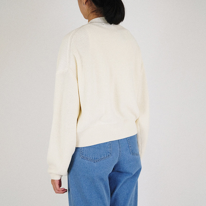 Women Knit Cardigan - Ivory - SW2302032A