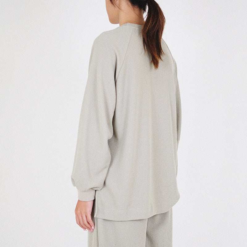 Women Waffle Knit Top - Light Green - SW2302036A