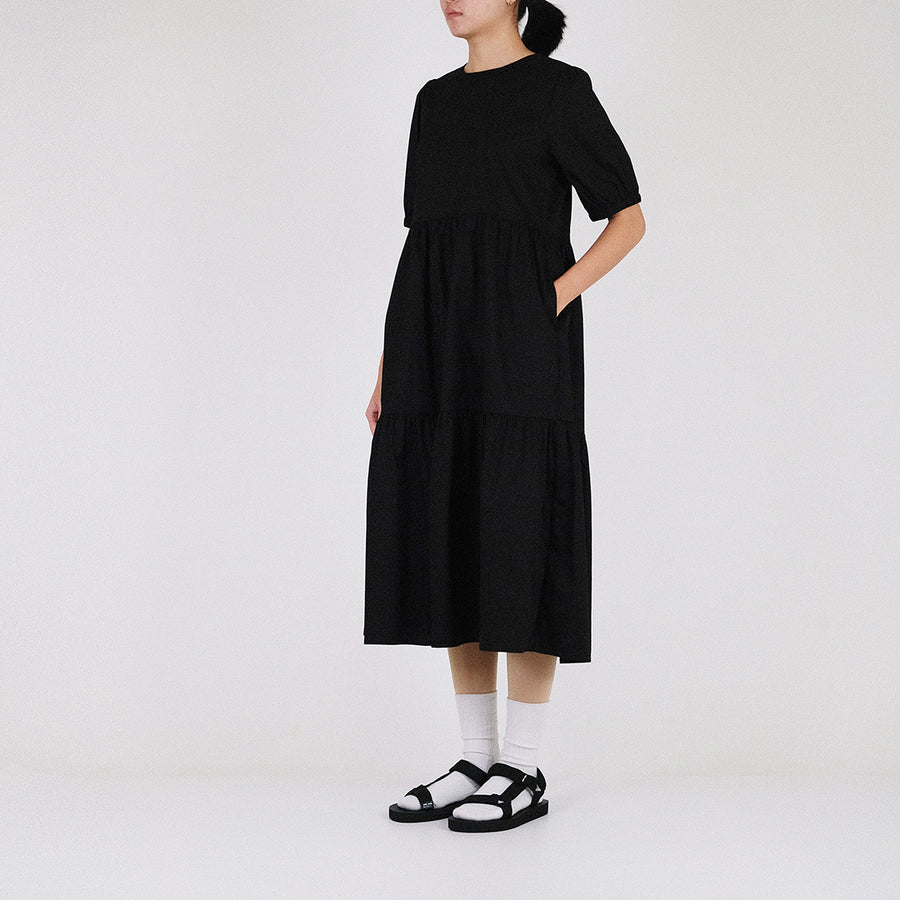 Women Tiered Dress - Black - SW2302039B