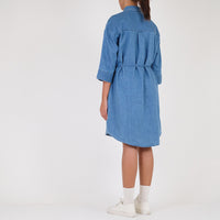 Women Oversized Shirt Dress
 - Blue - SW2303046B