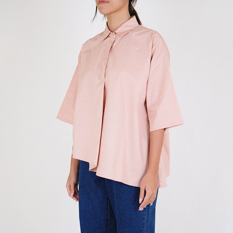 Women Oversized Shirt - Light Pink - SW2303047B